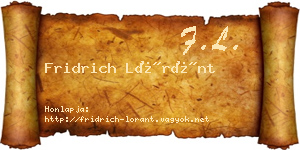 Fridrich Lóránt névjegykártya